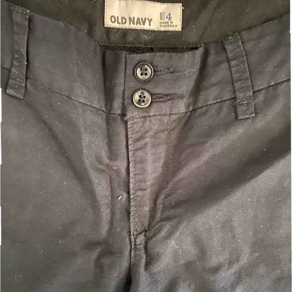 Old Navy Black Mid-Rise Cropped Linen-Blend Pants size 4 Double Button. - Picture 4 of 6